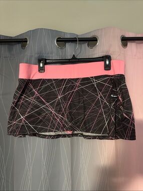 Nike Black Skort with Pink Waistband and White/Pink Linear Print